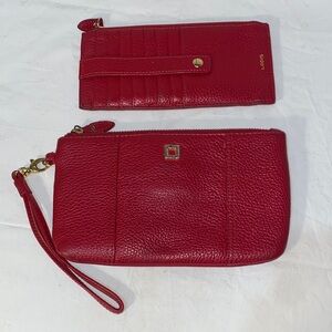 Lodis Cherry Red Leather Wristlet and Card Holder
